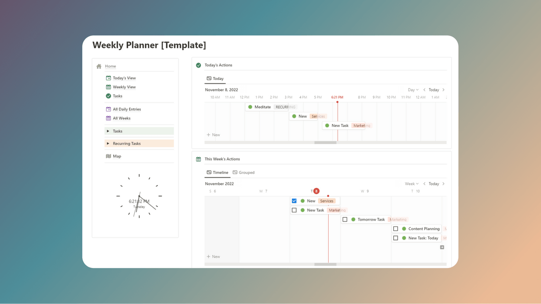 Notion Daily, Weekly & Hourly Planner Template (2023) Schedule Your